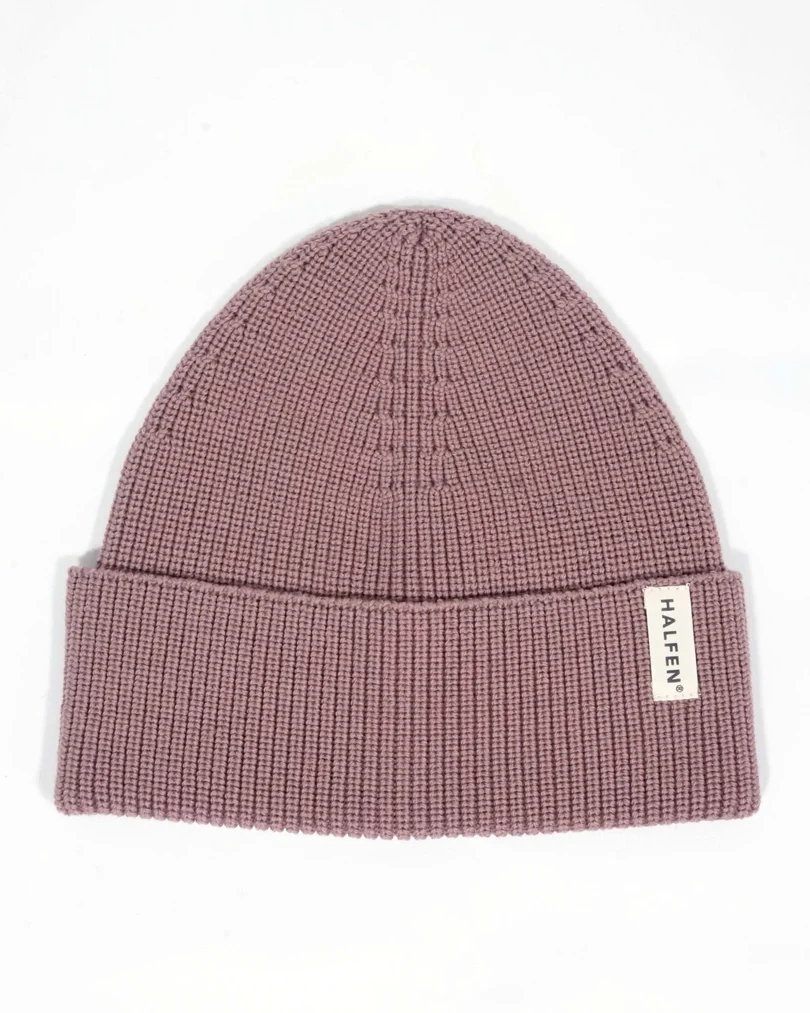 Halfen Strick-Beanie Merino mauve