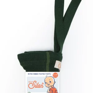 Silly Silas Footed Cotton Tights (GOTS) Dark Forest Green