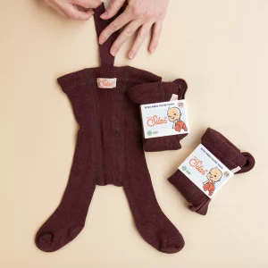 Silly Silas Footed Cotton Tights (GOTS) Fig Blend