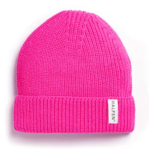 Halfen Strick-Beanie Merino Neon Pink