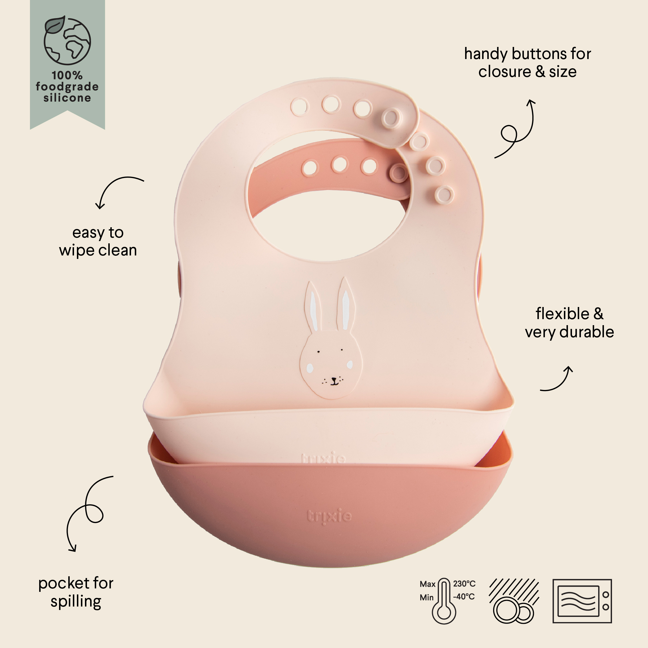 Trixie Silikon Lätzchen 2-pack - Mrs. Rabbit – Bild 2