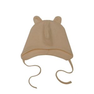 Wooly Organic Merino-Wolle/Seide Mütze mit Teddyohren (light brown)