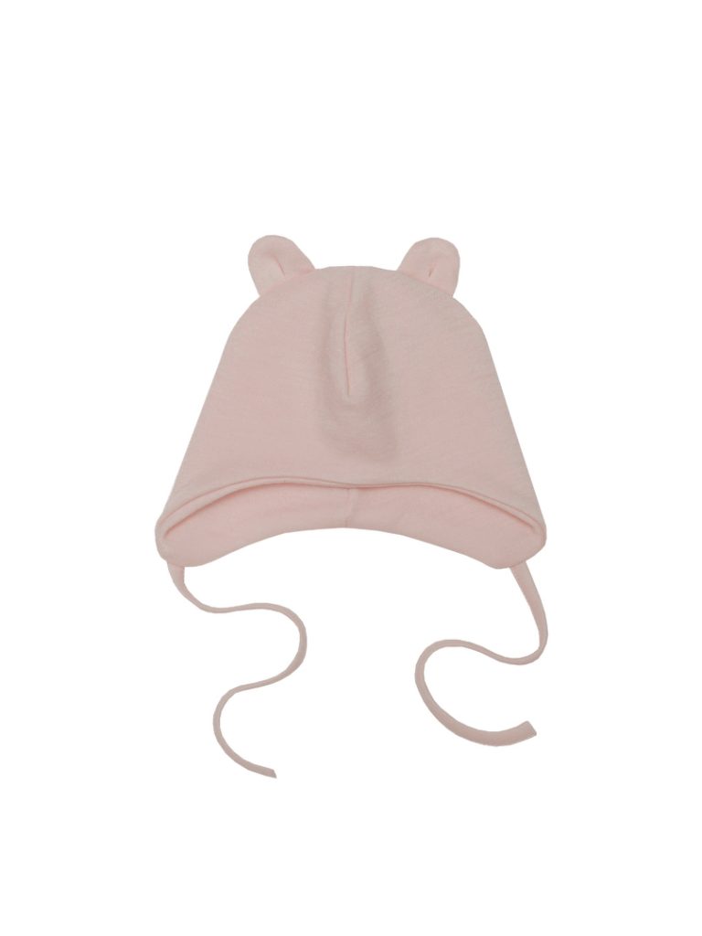 Wooly Organic Merino-Wolle/Seide Mütze mit Teddyohren (light pink)