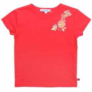 Enfant Terrible Shirt mit Blumenstickerei in tomato