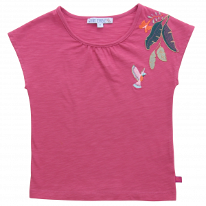 Enfant Terrible Top mit Blätterstickerei und Kolibri in mallow