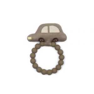 Smallstuff Silikonring mit Rassel, Taxi beige/braun