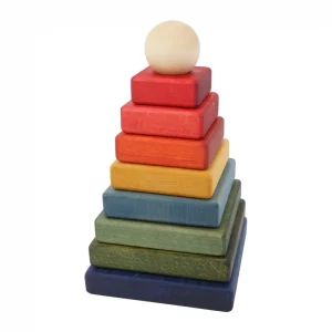 Wooden Story Regenbogen- Quadratpyramide - Montessori Stapelspiel