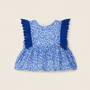 Wedoble Bluse mit leuchtend blauem Blumenmuster