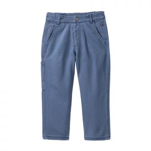People wear Organic Robuste Twill Hose rauchblau