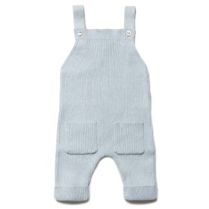 Puri organic Latzhose Rippenstrick  (hellblau)