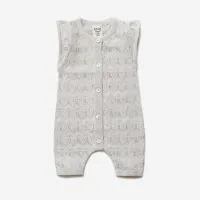 Puri organic Overall Ajour, kurze Beine (beige melange)