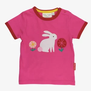 Toby Tiger Bio-Baumwoll Kinder T-Shirt mit Hasenparty-Applikation